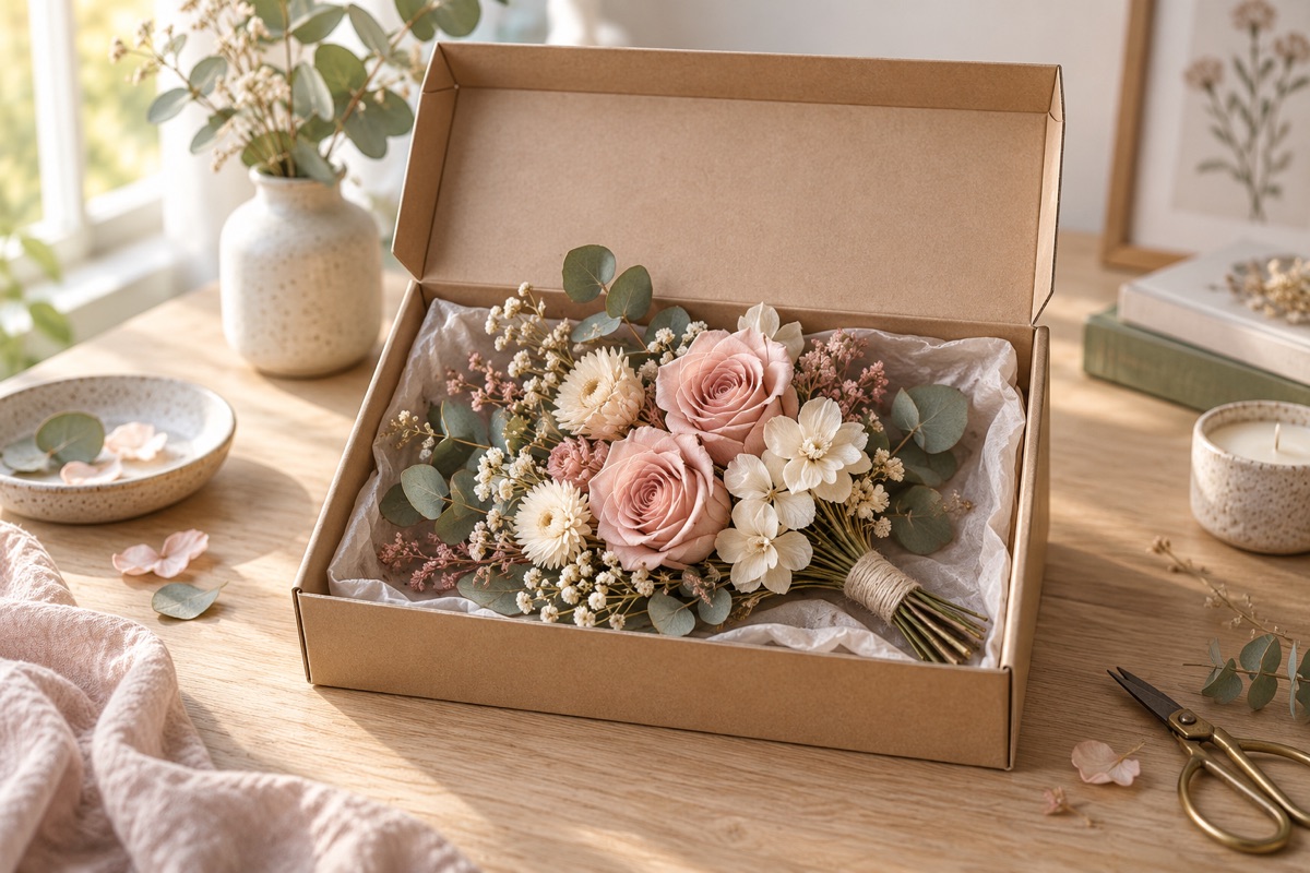 AI design concept for flower box drying, not a photograph of a finished Resinista product